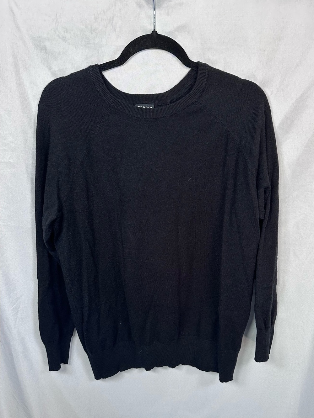 Torrid Deep Black Luxe Cozy Crew Pullover Sweater Size 1